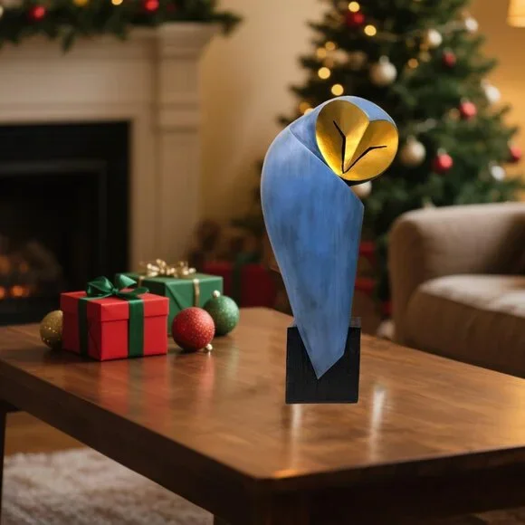 Mid-Century Modern 15 Inch Resin Owl Sculpture Handmade Home Décor Statue - Picture 3 of 3